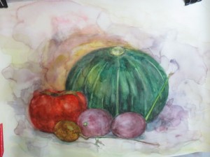 南瓜とアケビと柿